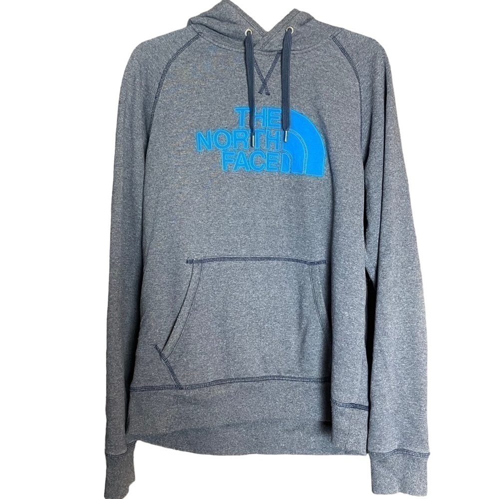 The North Face Mens Grey Blue Logo Pullover Hoodie CZZ2 Medium